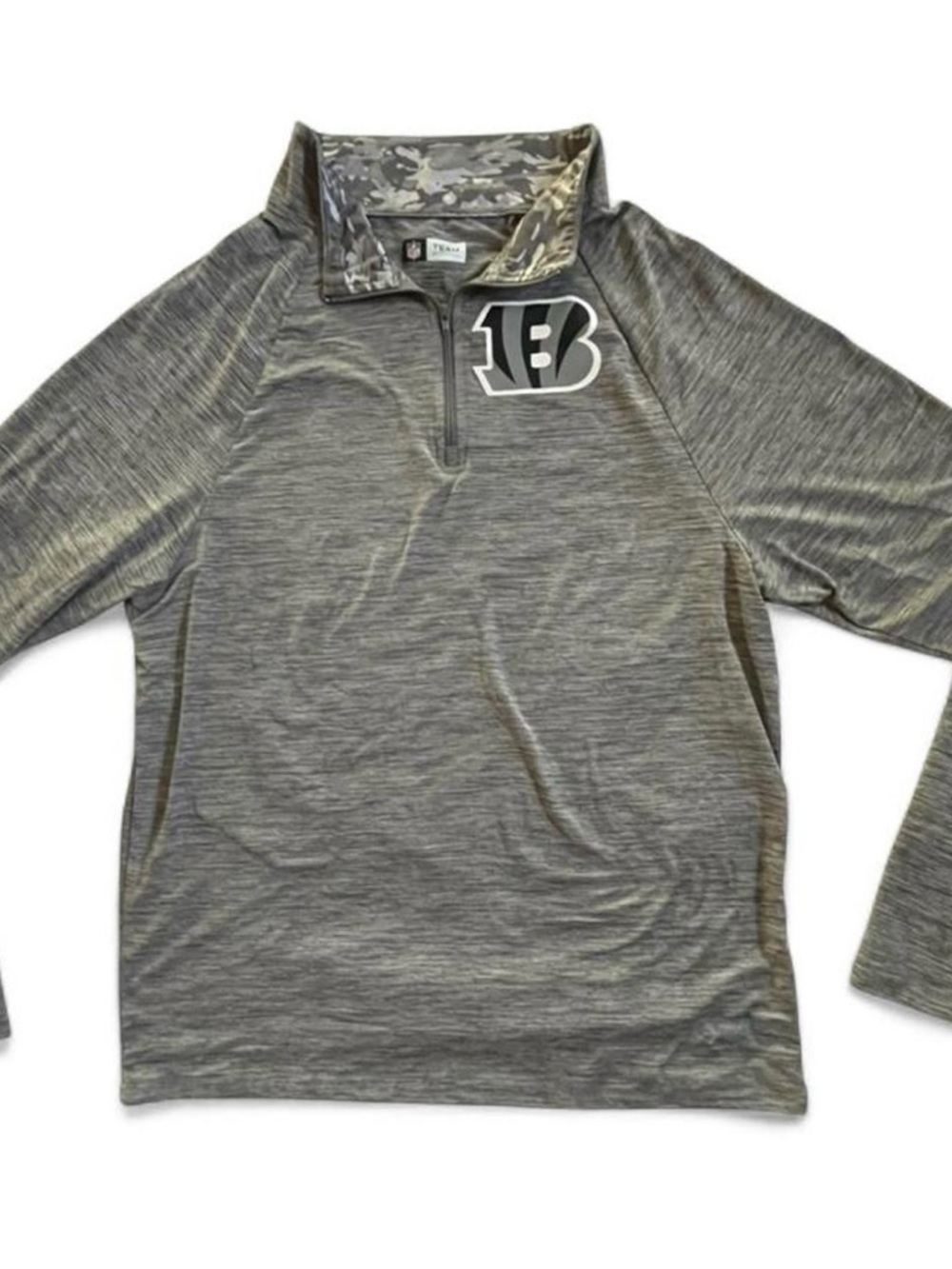 NFL Gray Heather Quarter-Zip Pullover with Bengals Logo